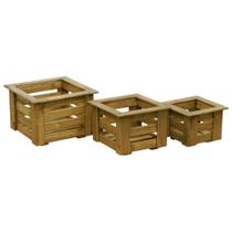 Conjunto Cachepô Malta 3 Peças -madeira