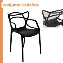 Conjunto Cadeira Preto Allegra Luxo Resistente Polipropileno Cozinha Sala De Jantar