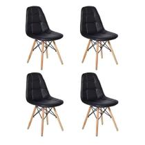Conjunto Cadeiras Charles Eames Eiffel Botonê Preto 4 Peças Conjunto Cadeiras Charles Eames Eiffel Botonê Preto 4 Peças