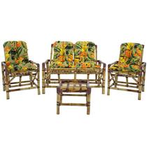 Conjunto Cadeiras de Bambu + Mesa Para Sala e Área Externa T13 - Elegant Deccor