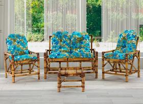 Conjunto Cadeiras de Bambu + Mesa Para Sala e Área Externa T3 - Elegant Deccor