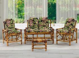 Conjunto Cadeiras de Bambu + Mesa Para Sala e Área Externa T6 - Elegant Deccor