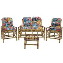 Conjunto Cadeiras de Bambu + Mesa Para Sala e Área Externa T8 Conjunto Cadeiras de Bambu + Mesa Para Sala e Área Externa T8