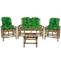Conjunto Cadeiras de Bambu + Mesa Para Sala e Área Externa T9 - Elegant Deccor