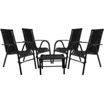 Conjunto Cadeiras Mesa De Centro Bela Edícula Preta