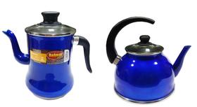 Conjunto Café Chaleira 2L E Bule 2L Azul Brilhante Belmar