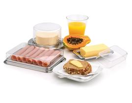 Conjunto Café Da Manhã Frios Geladeira Kit Matinal 4 Peças Aço Inox Porta Frios Queijo Minas Mantegueira Espatula