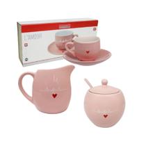 Conjunto Café da Manhã Porcelana Rosa La'mour Conjunto Café da Manhã Porcelana Rosa La'mour