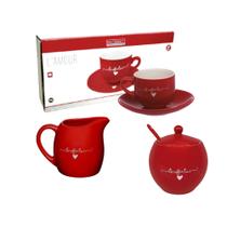 Conjunto Café da Manhã Porcelana Vermelho La'mour