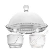 Conjunto Café Da Manhã Queijeira + Meleira + Saleiro Para Queijo Mel Açúcar