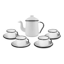 Conjunto Café Esmaltado Ewel 9 pçs Bule e Xícaras Cor:Azul Conjunto Café Esmaltado Ewel 9 pçs Bule e Xícaras Cor:Azul