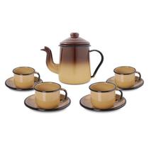 Conjunto Café Esmaltado Ewel Marrom 9 pçs Bule e Xícaras Conjunto Café Esmaltado Ewel Marrom 9 pçs Bule e Xícaras