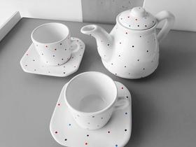 Conjunto Café Provençal 3 Peças Branco Poá Conjunto Café Provençal 3 Peças Branco Poá