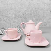 Conjunto Café Provençal 3 Peças Rosa Poá Conjunto Café Provençal 3 Peças Rosa Poá