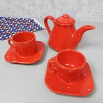 Conjunto Café Provençal 3 Peças Vermelho Poá