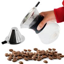 Conjunto Cafeteira de Vidro Gourmet com Coador em Aço Inox 400ml Para Servir Gourmet