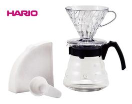 Conjunto Cafeteira Hario V60 VCND-02 manual preta de filtro