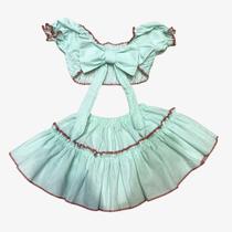 conjunto caipira top e saia verde - p ao g
