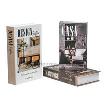 Conjunto Caixa Porta Objetos/Livro Decorativa Luxo - Mármore - Hauzee Decor