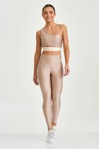 Conjunto Cajubrasil Top Atlanta Bege + Legging Recortes Tam G
