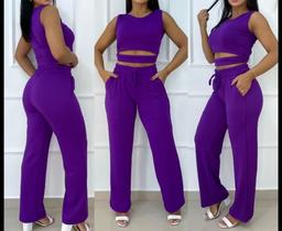 Conjunto calça com cropped feminino