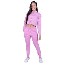 Conjunto calça e Blusa cropped Lisa de frio Capuz Moletom - MV7