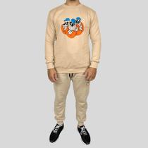 Conjunto Calça e Blusa Moletom Careca Sem Capuz Algodão Estampado Brothers