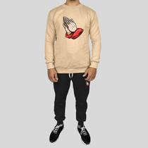 Conjunto Calça e Blusa Moletom Careca Sem Capuz Algodão Reze