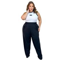 Conjunto Calça E Blusa Regata Moda Plus Size Sued Gg,G1 E G2