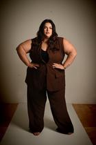 Conjunto Calça e Colete Alfaiataria Feminino Plus Size Tamanho Grande Blogueira Social