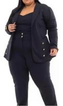 Conjunto Calça E Cropped Blazer Social Plus Size