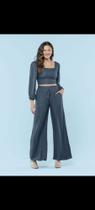 conjunto calça e cropped cinza