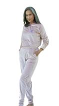 Conjunto Calça e Cropped com Touca em Plush Pijama de Plush