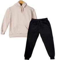 Conjunto Calça e Moletom Infantil Canguru com Capuz Roupa de Inverno Frio Menino Flanelado Infanto Juvenil
