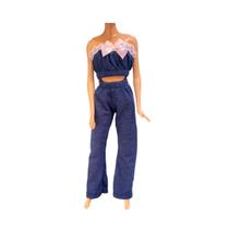 Conjunto Calça e Top Azul Escuro Veste Boneca BTYNA