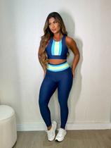 Conjunto calça Labelly 1 - Azul Marinho/Azul Claro/Verde Limão