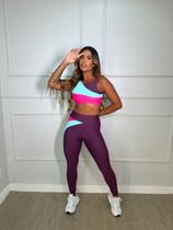 Conjunto calça Labelly - Vinho com azul bebê