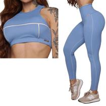 Conjunto Calca Legging Heart Azul Celeste + Top Moving