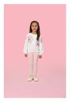 Conjunto Calça Legging Infantil Flowers Rosa Mon Sucré