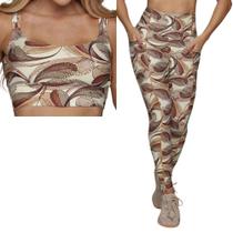 Conjunto Calca Legging Michigan Paisley + Top Moving Fitness Conjunto Calca Legging Michigan Paisley + Top Moving Fitness