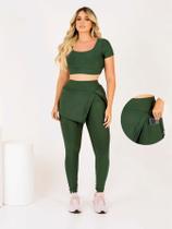 Conjunto Calça legging Saia Fenda Com Bolso Top Cropeed Moda Evangélica Fitness Treino Academia The Start Conjunto Calça legging Saia Fenda Com Bolso Top Cropeed Moda Evangélica Fitness Treino Academia The Start