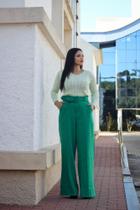 Conjunto Calça Pantalona Alfaiataria + Blusa tricot verde