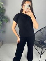 Conjunto Calça Pantalona e Blusa Colete Tricot Mousse Feminino Aerolook Elegância