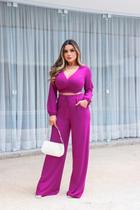 Conjunto Calça Pantalona e Blusa Manga Longa Transpassada Conjunto Calça Pantalona e Blusa Manga Longa Transpassada