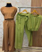 Conjunto calça Pantalona e cropped nude Conjunto calça Pantalona e cropped nude
