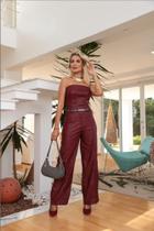 CONJUNTO CALÇA PANTALONA E sem alça material sintético JOANA