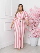 Conjunto Calça Pantalona Plus Size Modeladora Cropped Conjunto Calça Pantalona Plus Size Modeladora Cropped