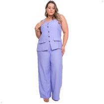 Conjunto Calça Regara Executiva Chique Tecido Sensorial Plus Size