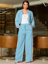 Conjunto Calça Wide Leg e Jaqueta Empório PitBull 95949 COR:AZULTAMANHO:P