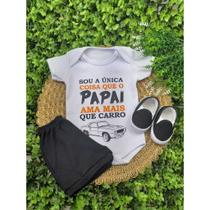 Conjunto Calce Facil Com Body E Short Bebe Menino Mêsversario Estampado Verão 100% Suedine